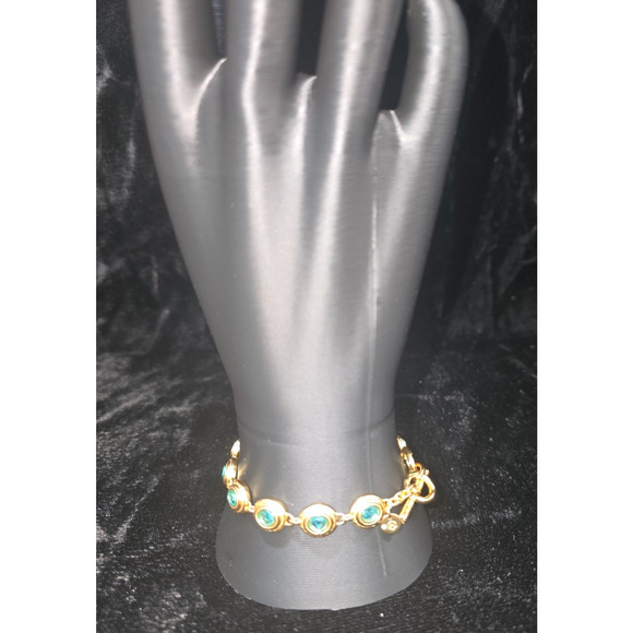 Julie Vos Jewelry - Julie Vos Elliptical Montana Blue Crystal Gold Tone Tennis Bracelet- NWOT